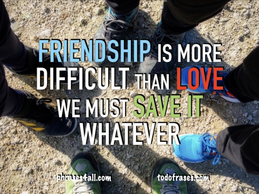 Friendship is more difficult and rarer than love. We must save it whatever