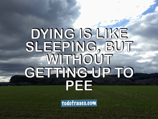 Dying is like sleeping, but without getting up to pee