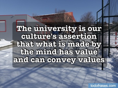The university is our culture's assertion that what is made by the mind has value and can convey values