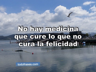 No hay medicina que cure lo que no cura la felicidad